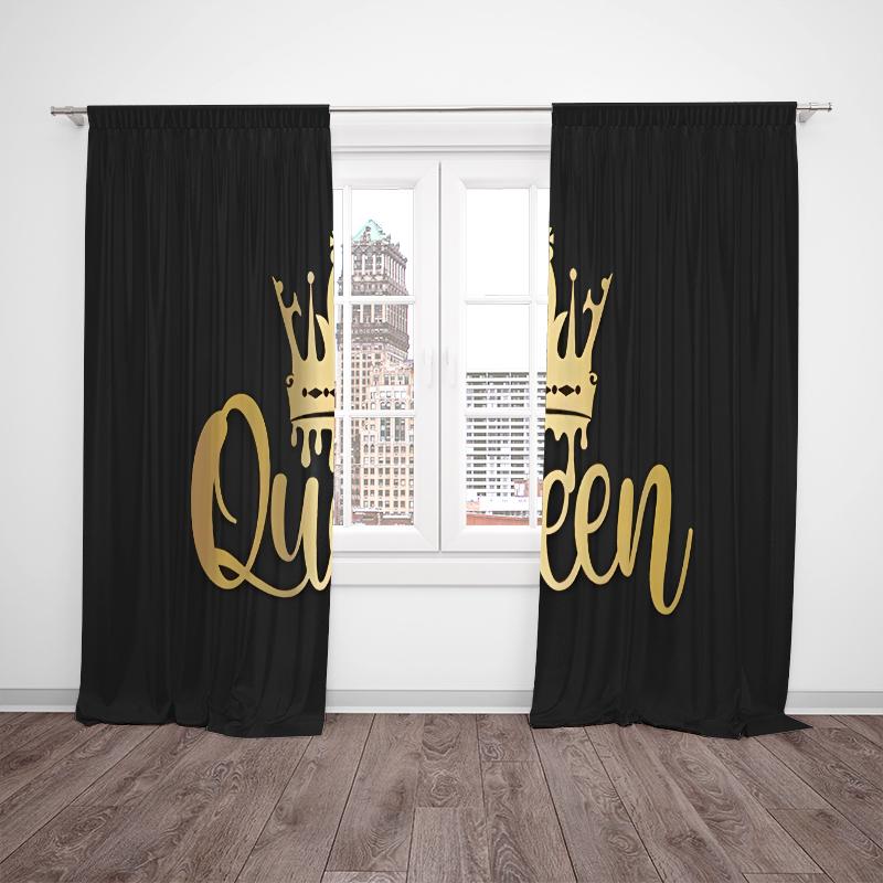 Black Crown Printed Curtains Suitable Bedroom Living Room Study Private Made Of Polyester Sitting Decor
