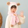 Bear hat, scarf, integrated children's winter thickened warm scarf, anti-fogging lenses, parent-child cycling ear protector