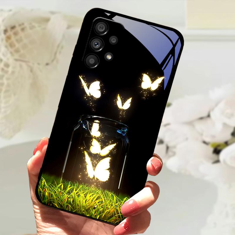 Стеклянный Чехол Для Samsung A13 A23 4G 5G Мультяшный Закаленный Стеклянный Чехол Для Телефона Для Galaxy A33 A53 A73 5G Жесткий ПК Стеклянный Защитный Чехол