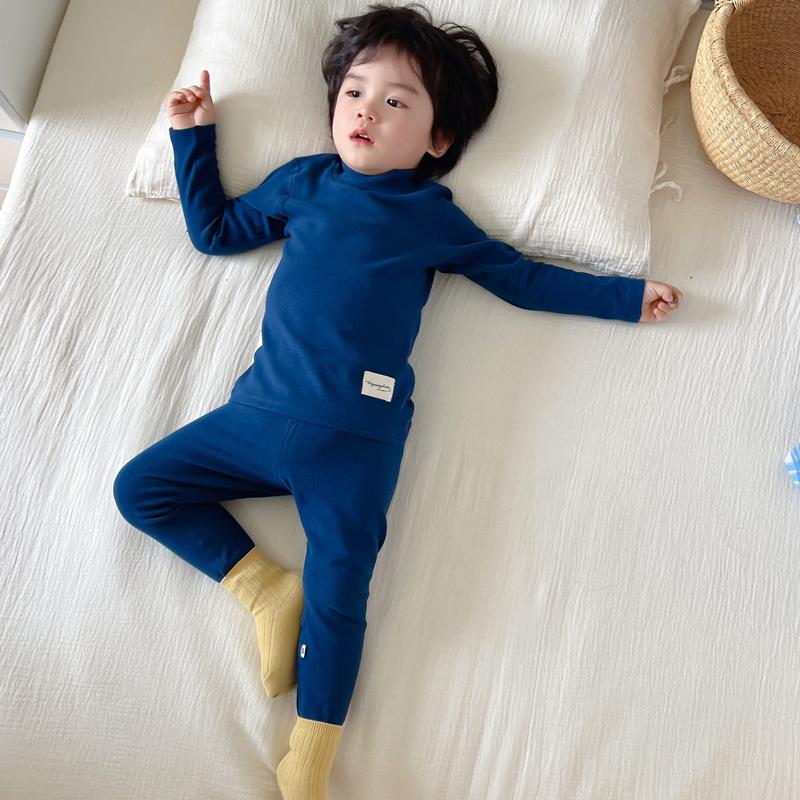 Детский термокомплект с высоким воротом - Чесаный хлопок, Утепленный, для мальчиков и девочек