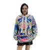 Korean Oversized Rhinestone Hooded Sweater Trendy Women's Autumn Print Knitted Top