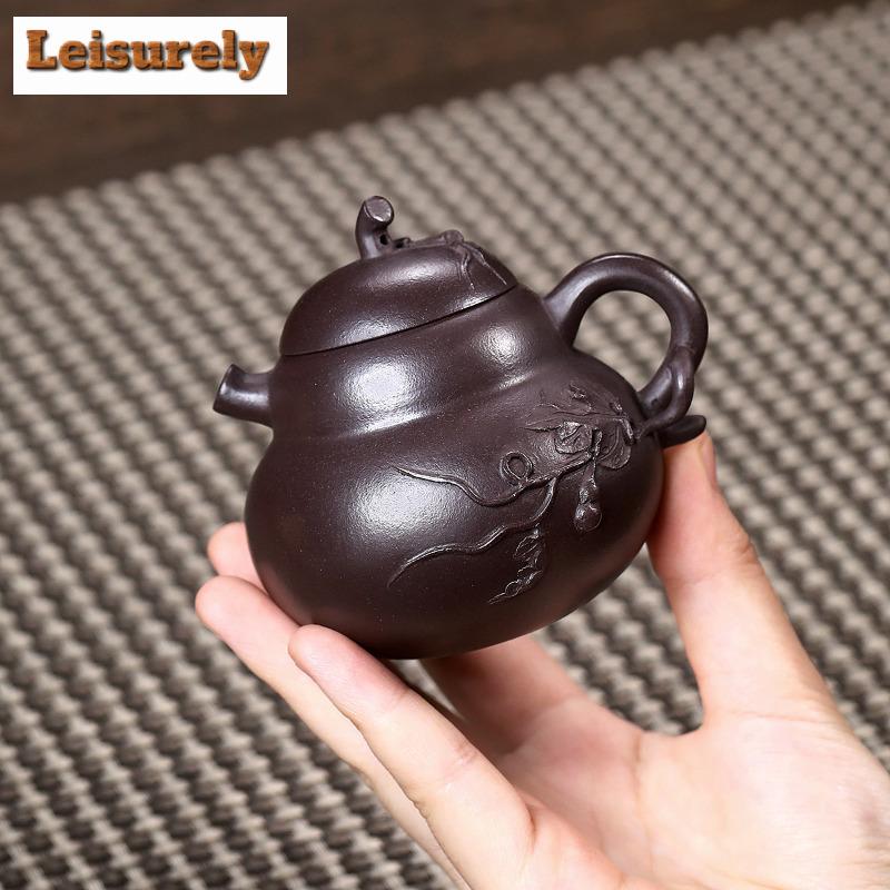 150 мл старинный исинский фиолетовый глиняный чайник ручной работы тыквенный горшок сырой руды фиолетовый глиняный чайник с фильтром чайный сервиз Zisha аксессуары для кафе
