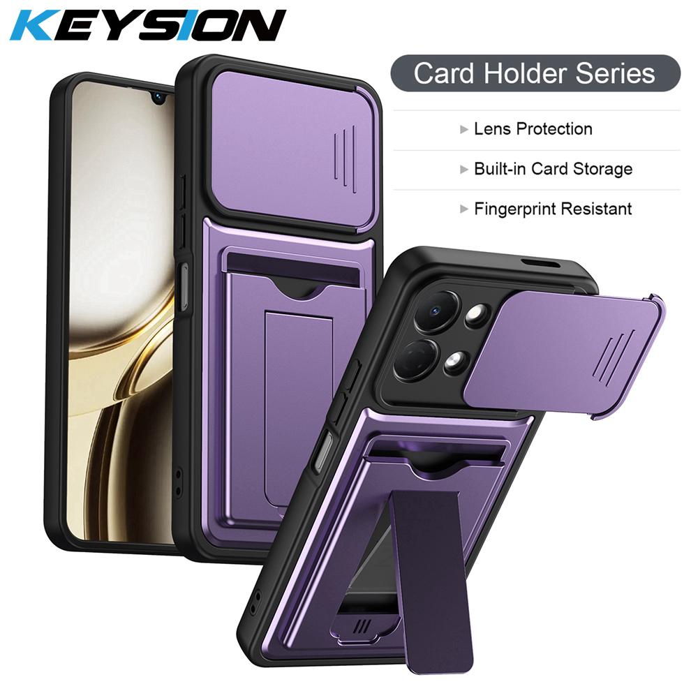 KEYSION Чехол-кошелек с держателем для карт для TECNO Spark Go 3, Защита сдвижной камеры, Подставка, Ударопрочная задняя крышка для Pop 20
