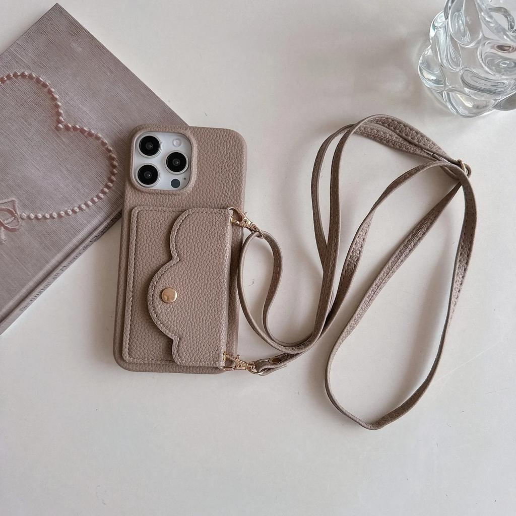 Crossbody Leather Cover for IPhone 16 15 14 13 12 11 Pro Max Plus Phone Case with Card Holder Lanyard Strap Neckband Wallet