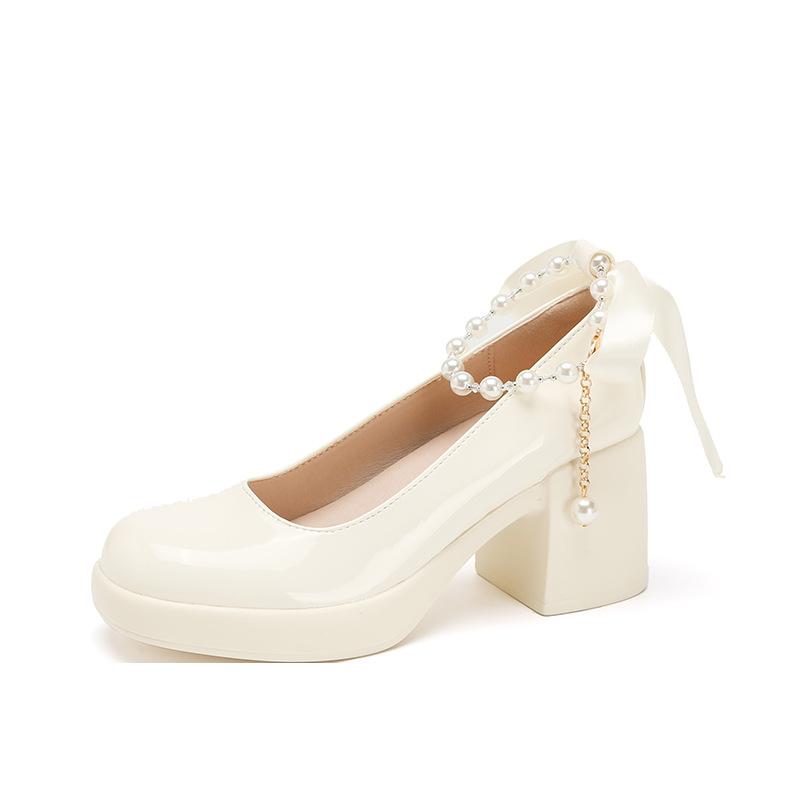 Soft Sole Single Shoes Women's Light Mouth Leather Shoes Medium Heel Thick Heel High Heels Black Work Shoes Square Head Office Comfortable Front Desk