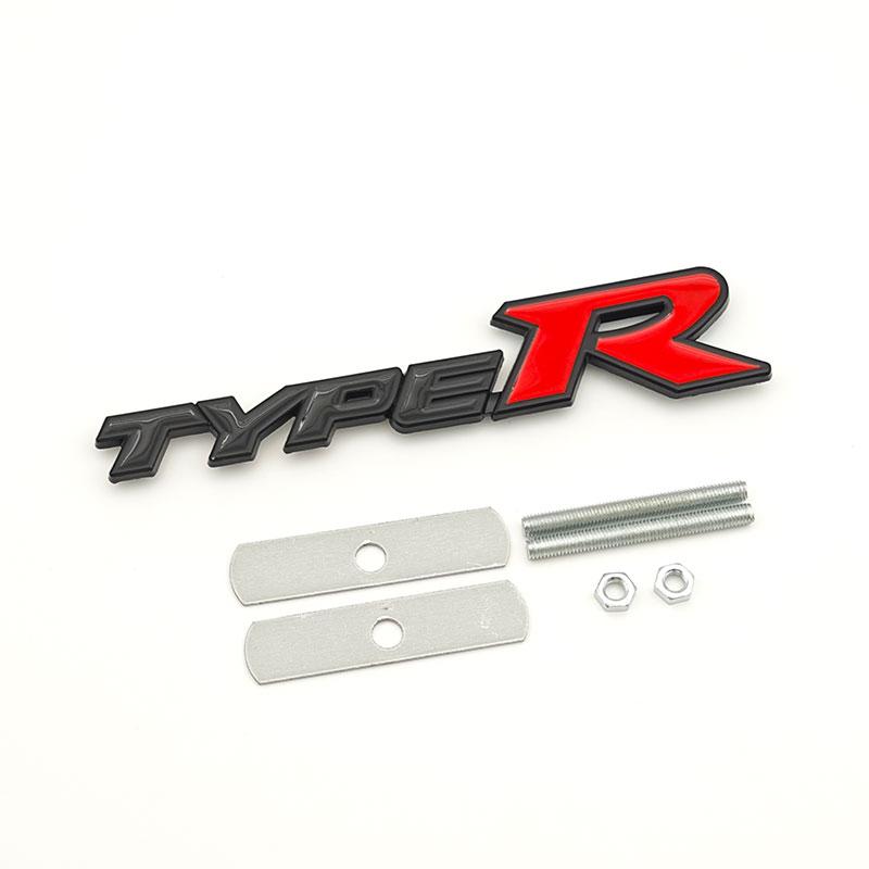 CVWF1 3D Metal Black Red Letters Type R Logo Car Front Grille Badge Emblem for Honda Accord Civic Type R Auto Accessories