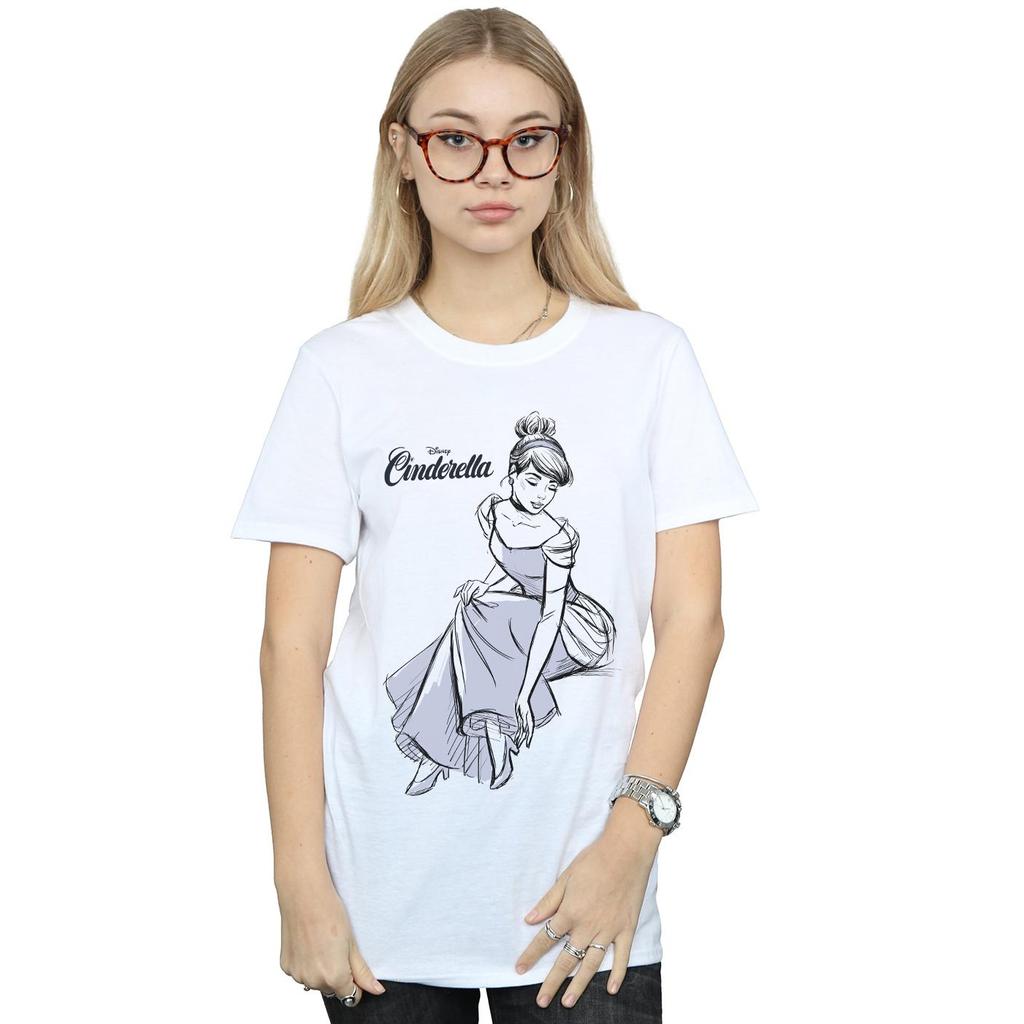 Disney Womens/Ladies Cinderella Slipper Sketch Cotton Boyfriend T-Shirt