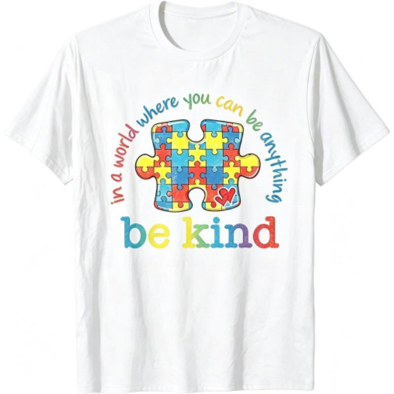 Be Kind Letters Print Men's T-Shirts Summer Fashion Street Outdoor Casual T-shirt Tops for Men's and Women's Tees Top