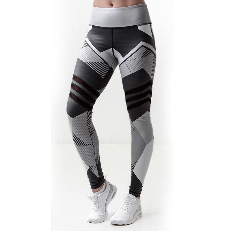 Цифровая печать с высокой талией Женские повседневные плотные эластичные брюки для йоги