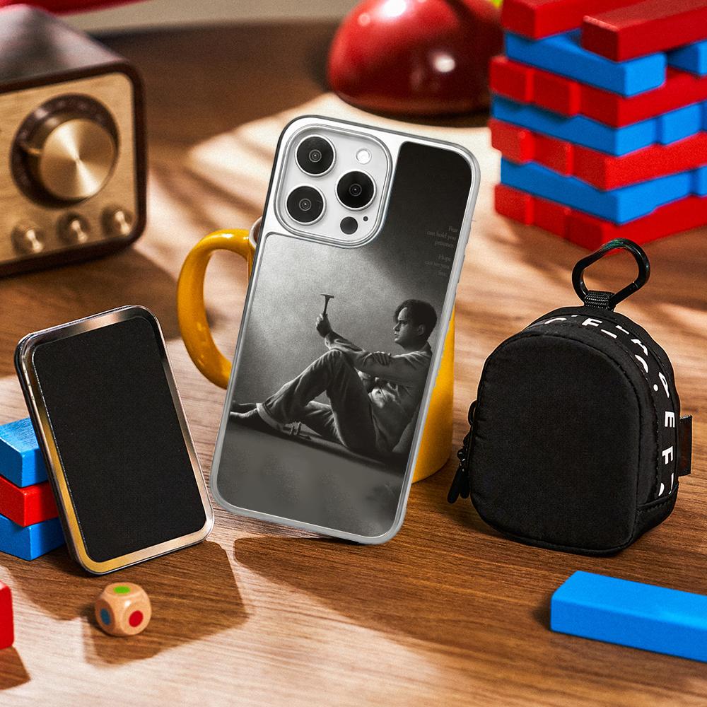 Classic movie poster Shawshank pattern Phone Case for iPhone 16 15 14 13 12 11 Pro Max Sheepskin Silver-edged protective case