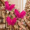 3 pieces of large-sized hanging Christmas rose red butterfly decorations 3D three-dimensional laser-silk simulated butterflies, 7