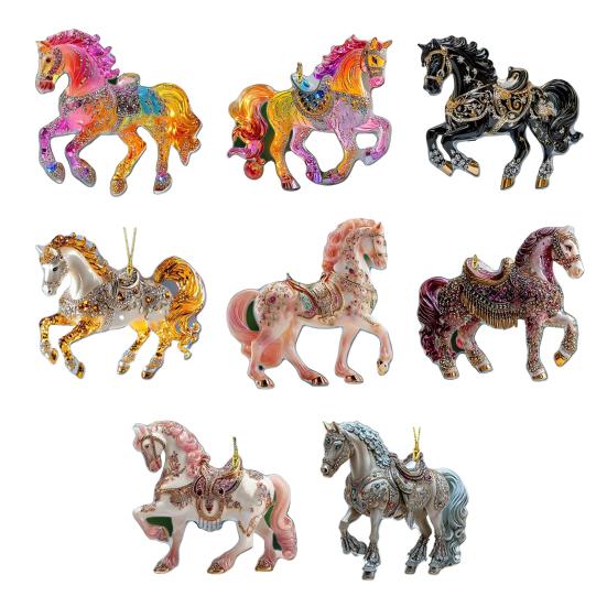 Лошадь Украшение Сверкающий Страз Лошадь Украшение на Елку 2D Акриловая Подвеска Праздничный Сувенир Подарки для Женщин Девушек Любителей Лошадей