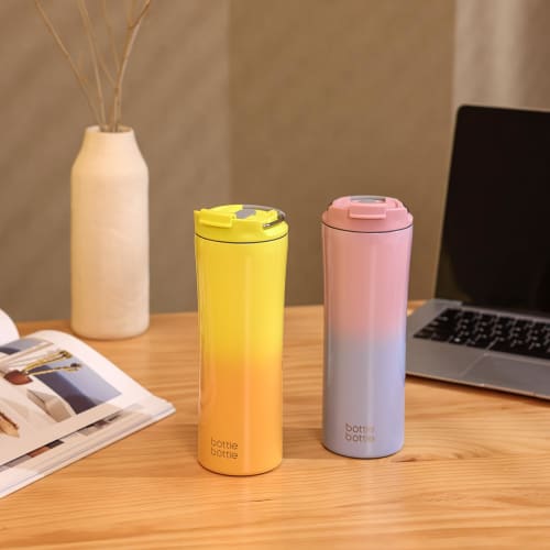530ml Tumbler, Vacuum Insulated, Keeps Hot or Cold, Stainless Steel, with Holed Lid, Straw, Handle, Stays Dry, No Condensation, Direct Drinking, Pink