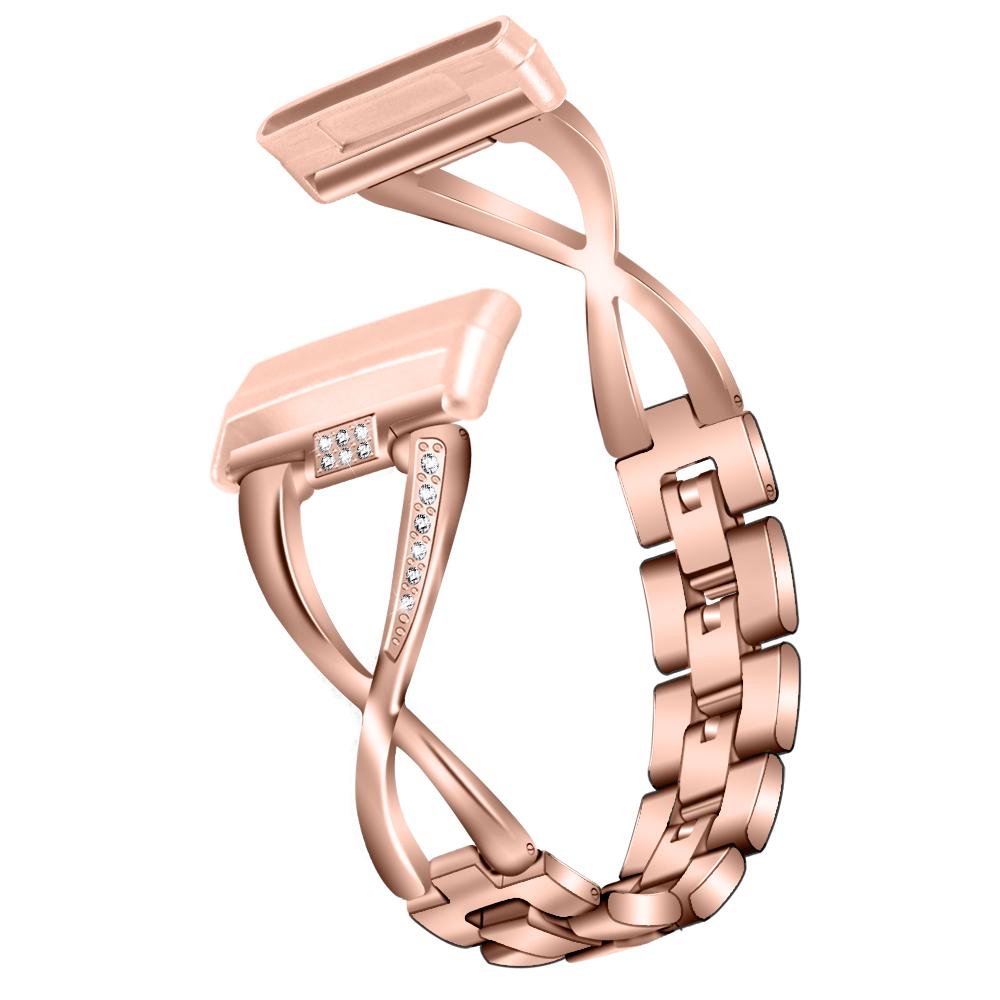 Для Fitbit Versa 4/Sense 2 X-образный ремешок для часов с украшением из страз, сменный браслет из цинкового сплава