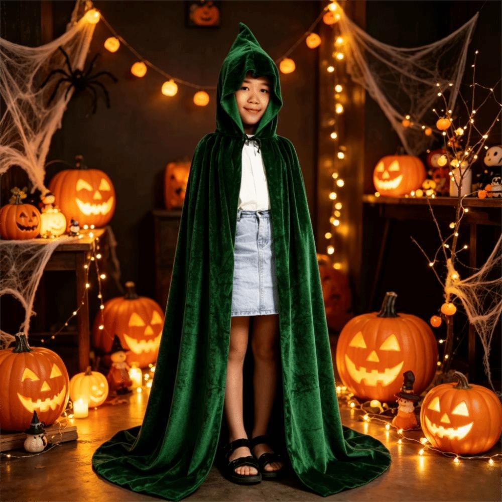 Hooded Design Medieval Long Cape Conceal Gown Halloween Mage Robe Role Playing