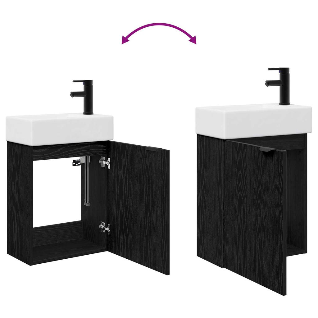 Bathroom Vanity Cabinet with Faucet Black Oak