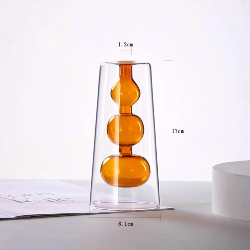 Minimalism Double-layer Flower Vase Creative Aromatherapy Diffuser Bottle Colored Glass Vase Gift