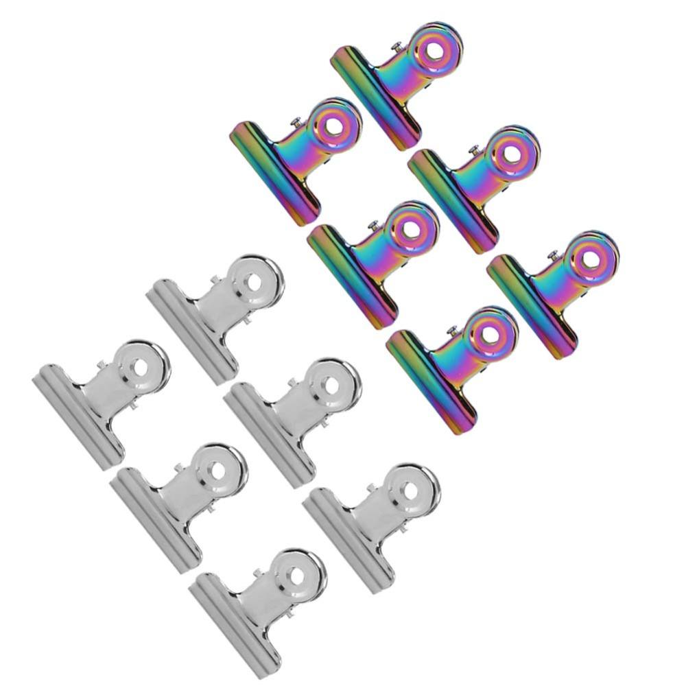 12PCS Stainless Steel Nail Tips Clips Nail File & Paper Document Clamping Fix
