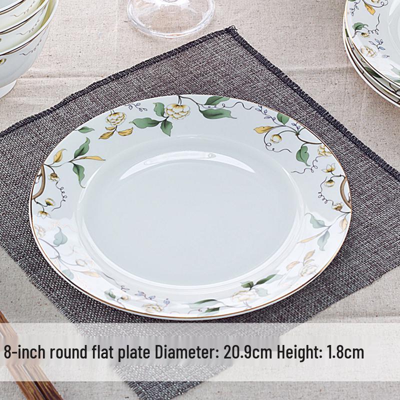 7-Inch Round Bone China Porcelain Plate - Chinese Style Tableware