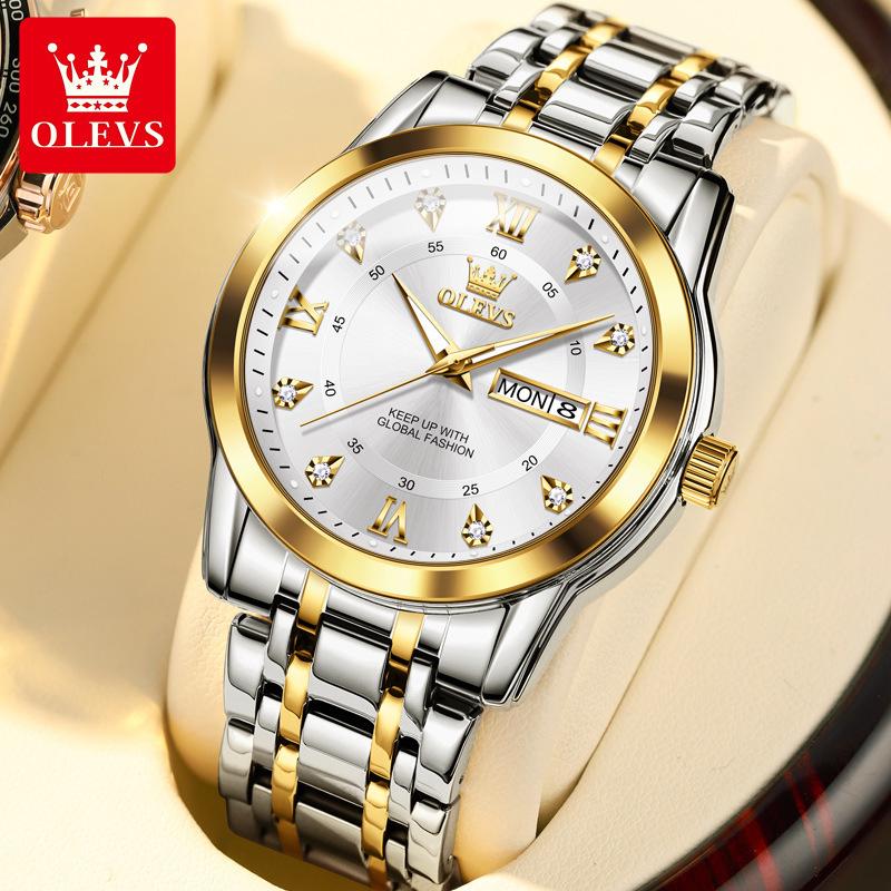 Oulishi Кварцевые Люминесцентные Часы с Двойным Календарем для Мужчин и Детей