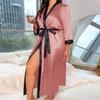 Plus Size Nightgown Fashion Casual Loose Printed Long Simulation Silk Sexy Sleeping Robe