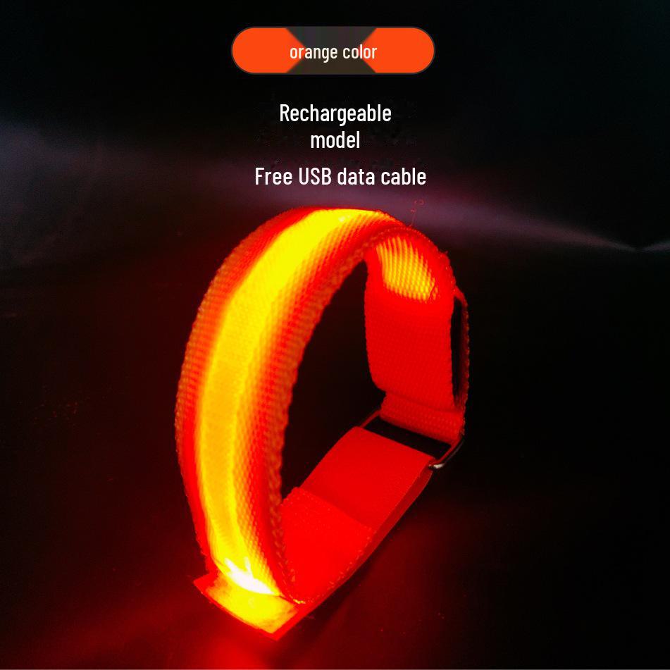 Светодиодная светоотражающая повязка на руку: Спортивный браслет с зарядкой через USB для бега в ночное время, езды на велосипеде, сигнальный фонарь с сетчатым дизайном.