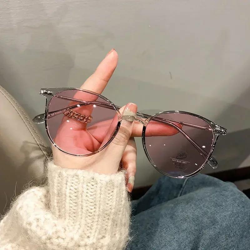 Women Luxury Brand Photochromic Myopia Glasses Vintage Anti Blue Light Near Sight Eyeglasses Fashion Round Frame Eyewear Diopter