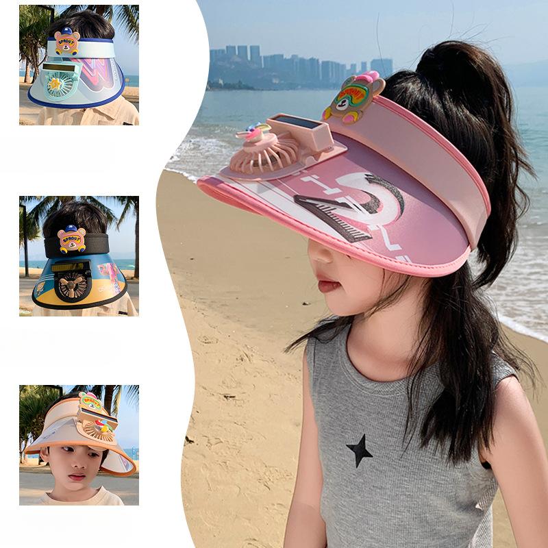 Children's Fan Hat Summer Travel New Style Lights Sun Protection Top Hat Men and Women Casual Cartoon Sun Hat Trend