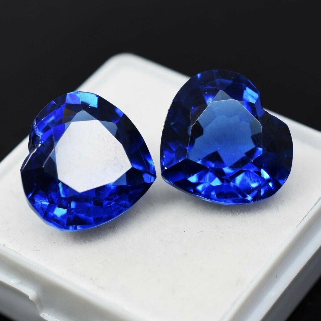 Untreated Blue Tanzanite 21 Ct Natural Loose Gemstone Heart Cut Pair