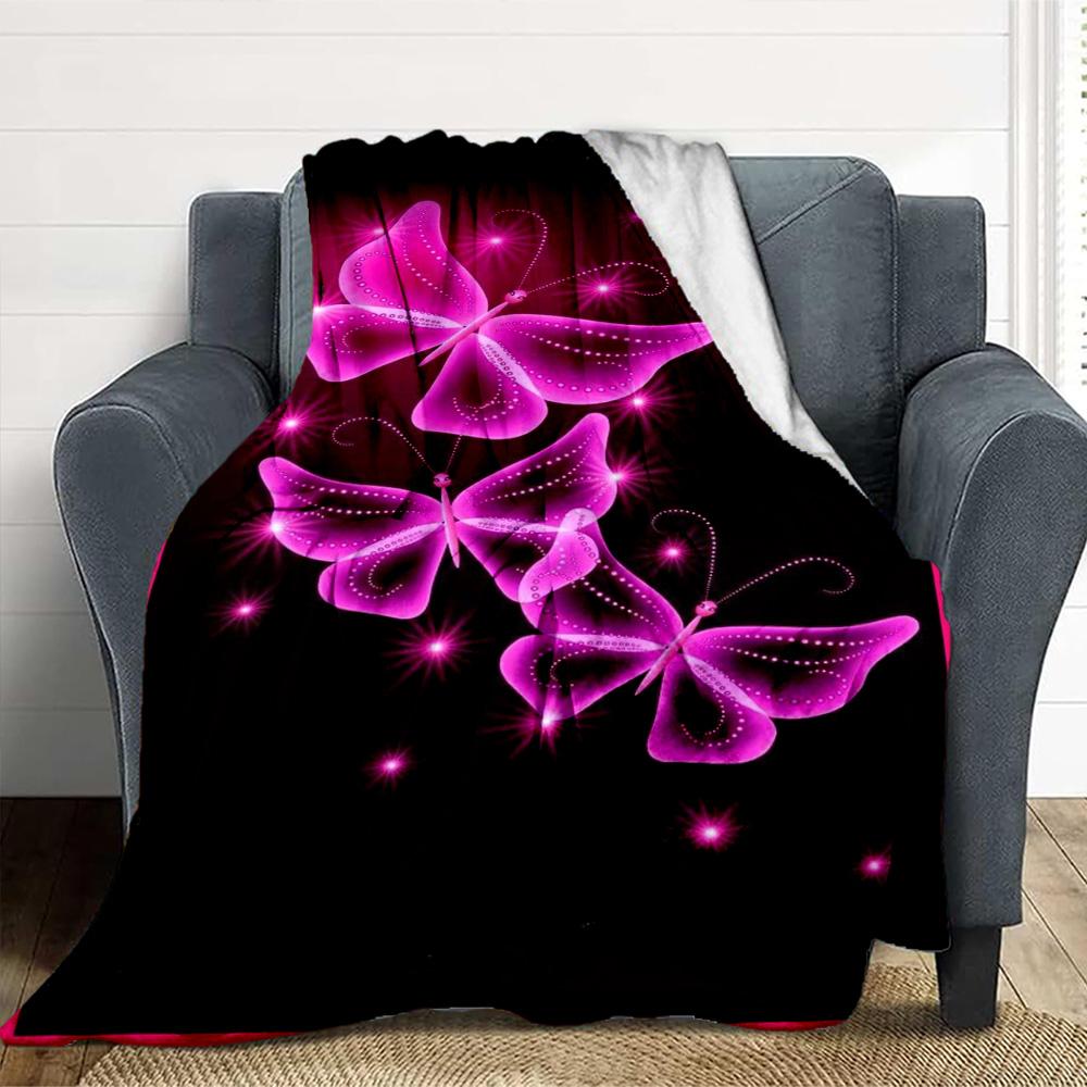 Pink Butterflies Flannel Blanket Throw Blanket Soft Warm Sofa Bed Camping Car home Decor Unique Christmas Gift C9301950