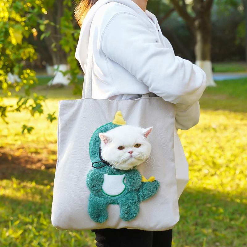 Pet Carrier Bag Small Dogs Cats Shoulder Portable Travel Handbag With Cartoon Animal Print