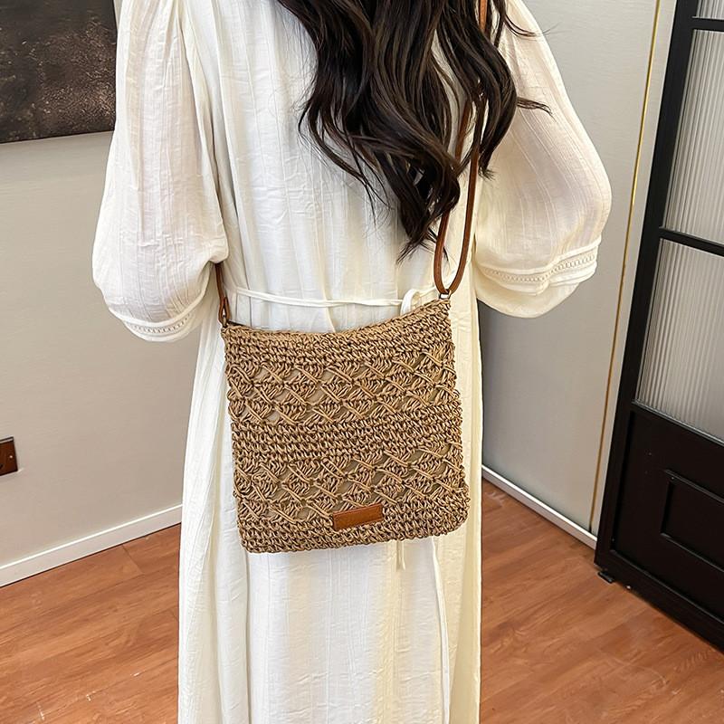 Simple Solid Color Casual Woven Shoulder Crossbody Bags For Daily Urban Style Women