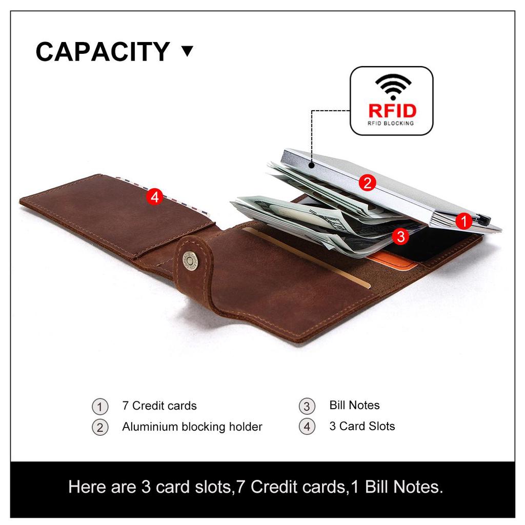 CONTACT'S Men Wallet Credit Card Holder RFID Blocking Aluminium Box for Men Automatic Pop Up Card Case