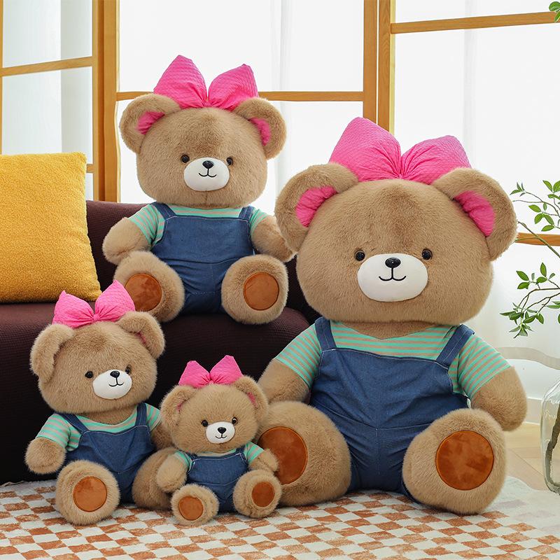 New Cute Fifi Bear Doll Plush Doll Pink Bow Strap Teddy Bear Doll Birthday Gift
