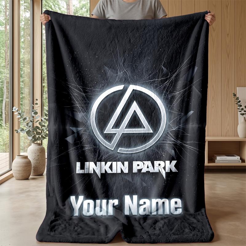 Linkin Park Custom Flannel Throw Blanket Print Your Name Text Soft Warm Blanket Holiday Present