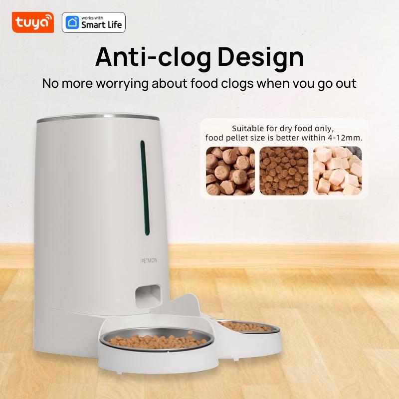 Автоматические кормушки для кошек WiFi для 2 кошек, 4-литровый дозатор корма для кошек с управлением через приложение, двойные миски из нержавеющей стали, сигнализация низкого уровня корма
