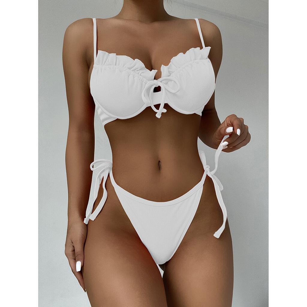 Женское бикини Push Up 5 цветов Купальник Женский купальник Сексуальный комплект бикини с рюшами Biquini Micro Biquini Купальный костюм Купальный костюм