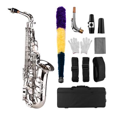 Саксофон Sax Eb Be Alto E Плоский латунный резной узор на поверхности Пластиковый мундштук Изысканный с