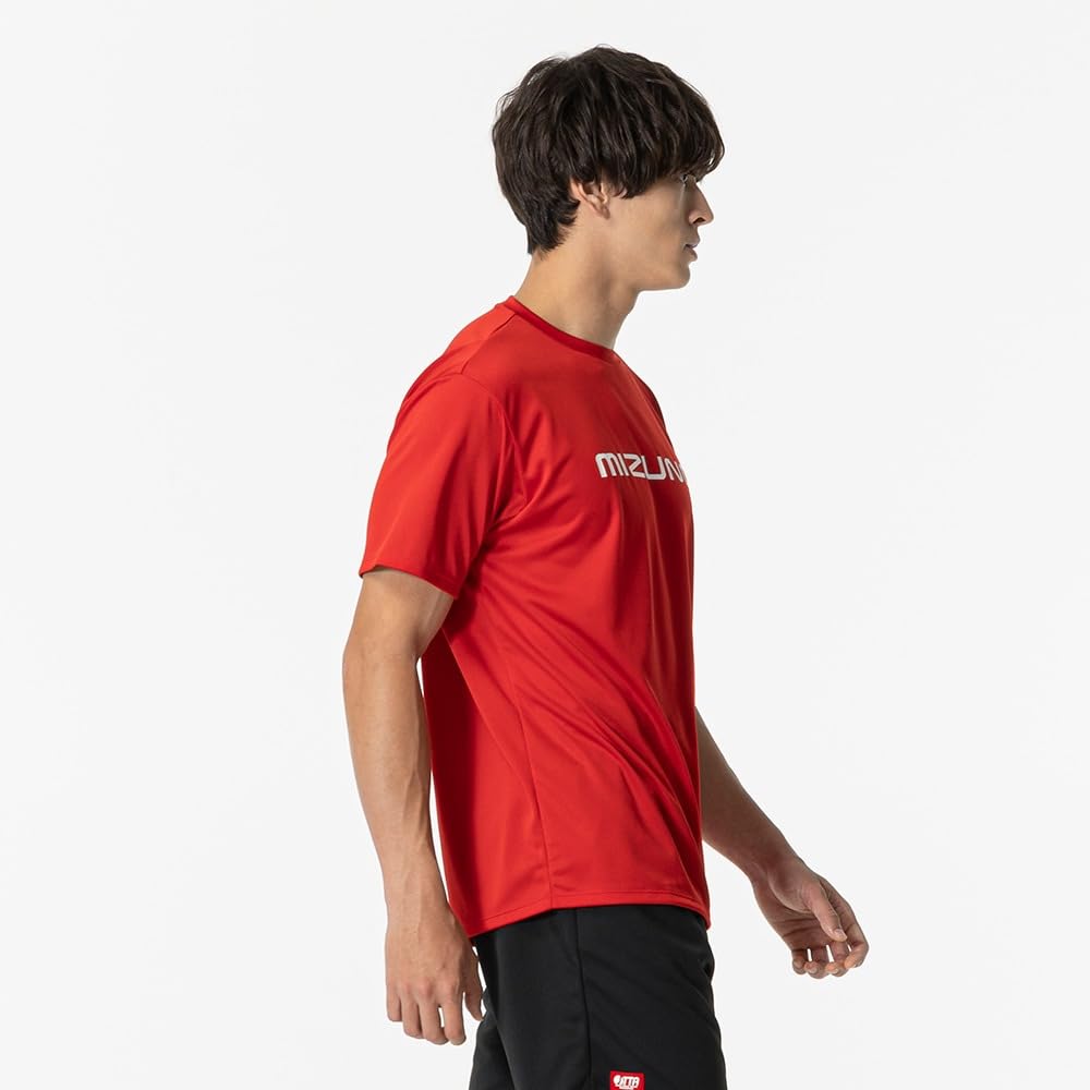 Mizuno Теннисная футболка с коротким рукавом JTTA Salsa XL, рукав, U-образный вырез, унисекс, влагоотводящая, быстросохнущая, сертифицированная, 82JAA110, красная,