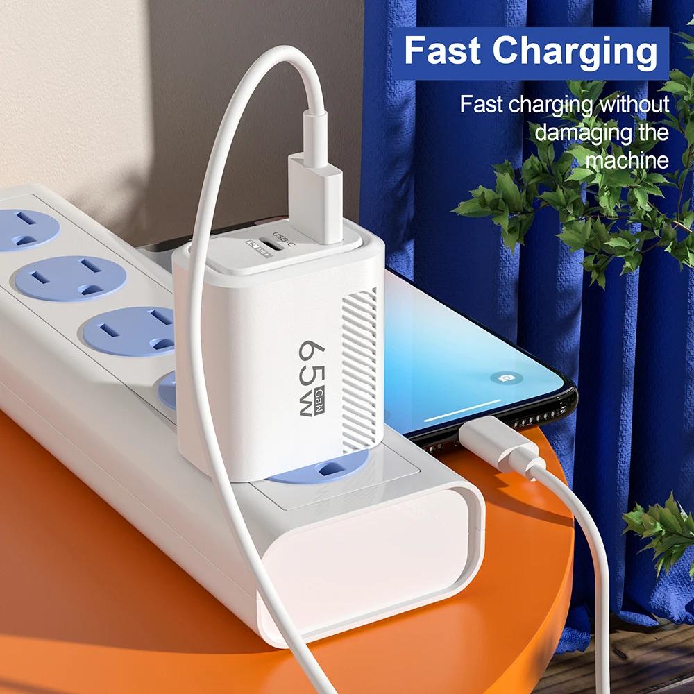 Всего 65 Вт USB C зарядное устройство GaN быстрая зарядка настенное зарядное устройство для быстрой зарядки EU Plug зарядное устройство адаптер
