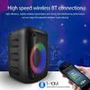 Переносной беспроводной Bluetooth-динамик с басовым стереодинамиком, сабвуфером, дискотечным светом, светодиодной вспышкой, FM-радио, беспроводной динамик для улицы