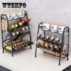 Стеллажи для приправ Кухонные принадлежности Домашние шкафы Стеллажи для хранения Черные стеллажи для хранения на столешнице Многофункциональные стеллажи для хранения масляной соли, соуса и уксуса