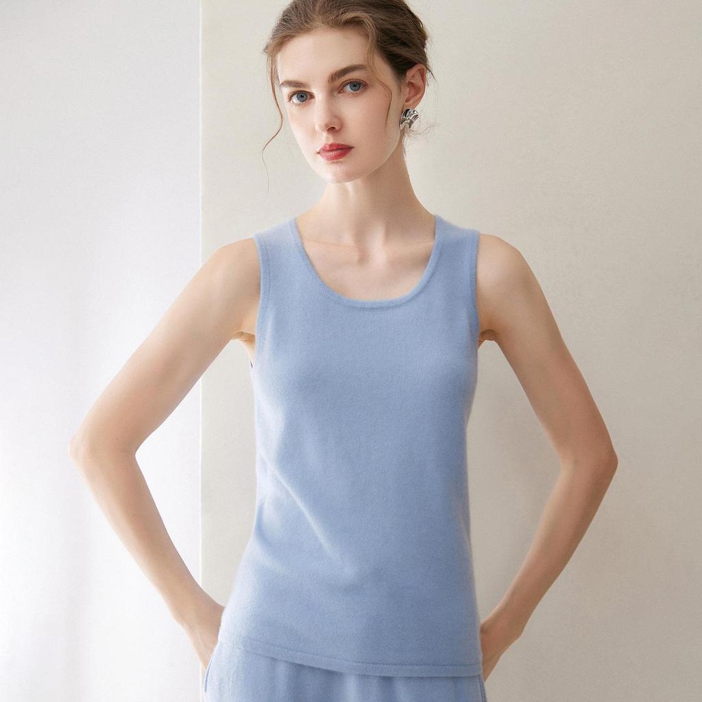 Pure Cashmere Women's Round Neck Camisole Sweater Vest