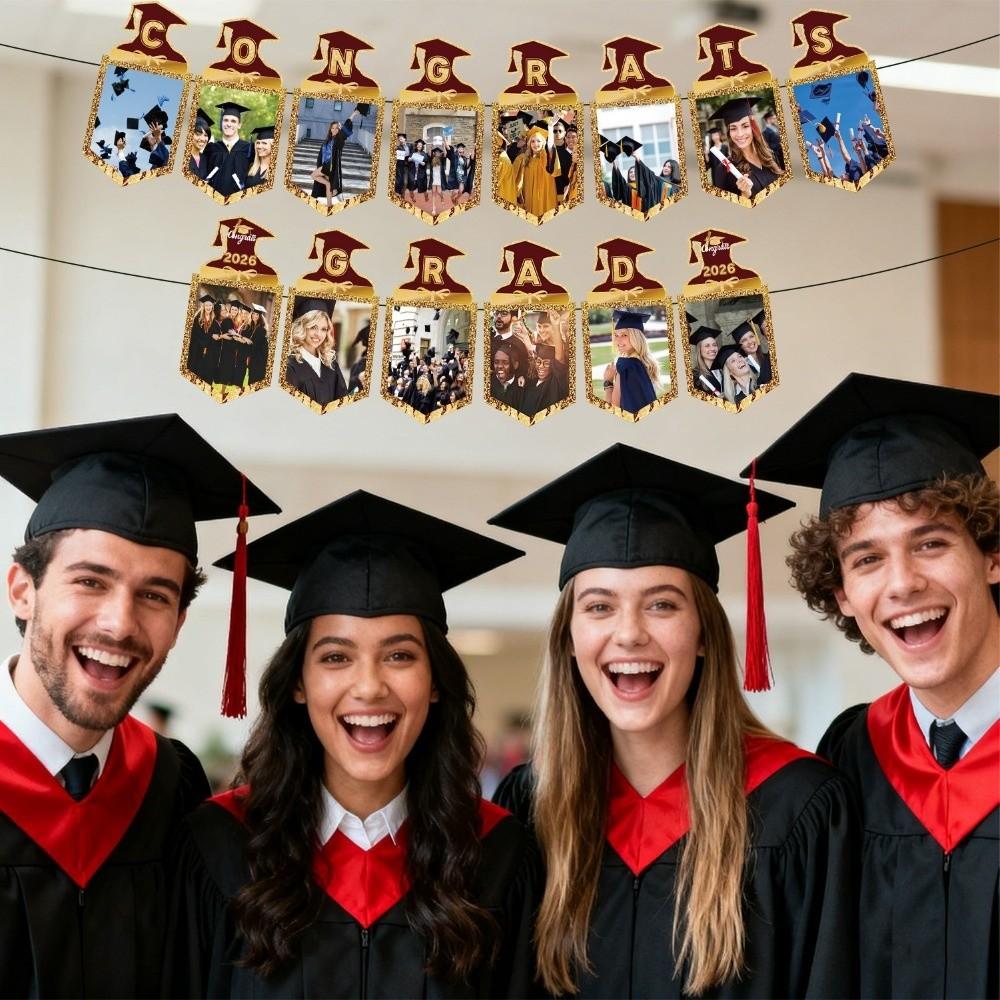 Бумажная надпись Выпускной Фотобаннер Празднуйте Ручная работа Фоторамка Флаг Сезон выпускных Поздравляем Выпускника Баннер Детский сад