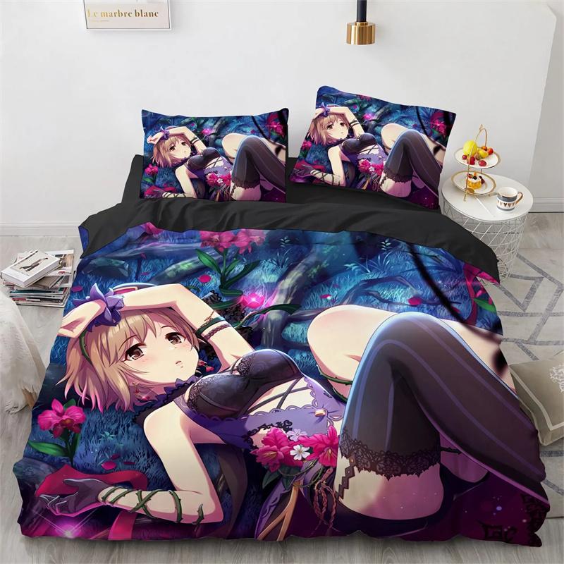 3D-принт Kawaii Anime sexy Girl Комплект постельного белья для мальчиков и девочек Twin Queen King Size Пододеяльник Наволочка Кровать для мальчиков Подростков Взрослых 2/3 шт.