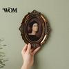 Matte Wood-like Frame Vintage Oval Picture with Embossed Design, Tabletop/Wall Mount Photo Retro for Home, Gallery Wall Decor Style