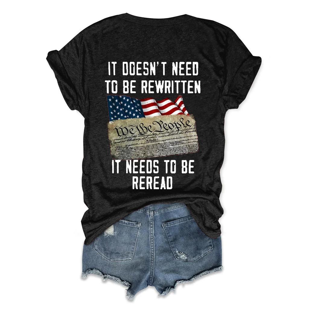 Женская футболка, повседневный свободный пуловер с v-образным вырезом и короткими рукавами с принтом