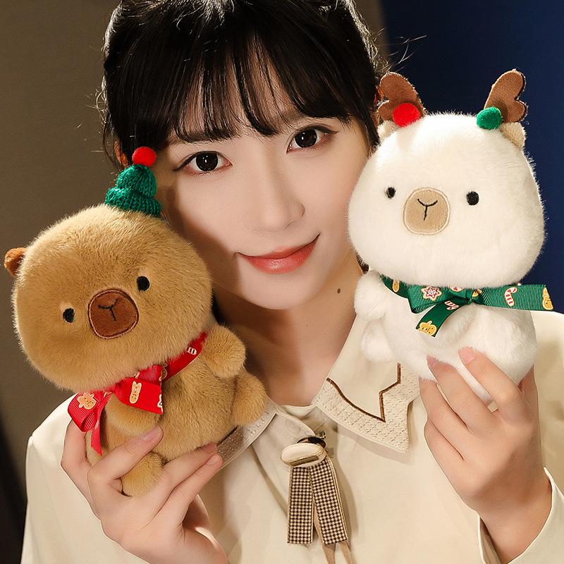 Lovely Christmas Tree Capybara Christmas Plush Toys Cute Animal Dolls Stuffed Soft for Xmas Birthday Festival Celebration