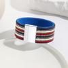 Bracelet red white blue color scheme leather bracelet women's rhinestone chain handmade multiple pu leather hand rope men's magnetic buckle
