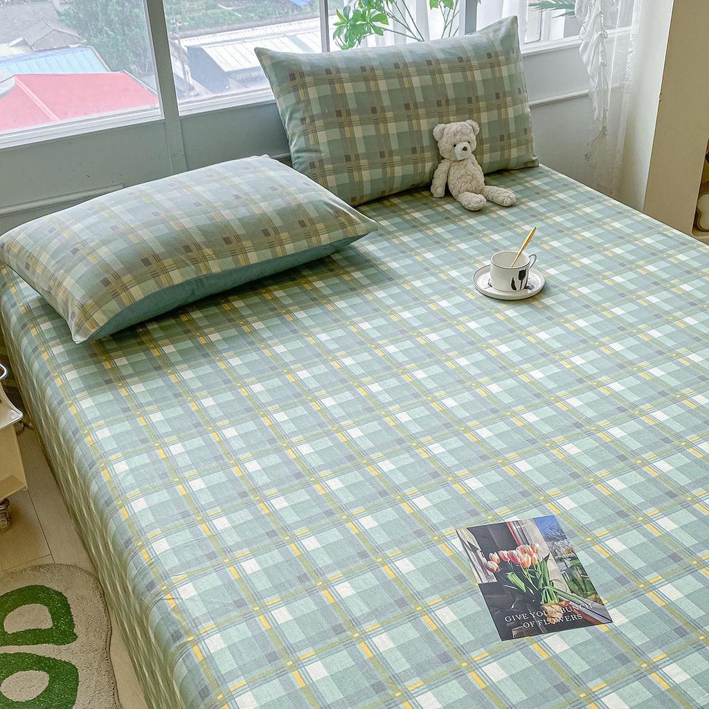 Комплект постельного белья из чистого хлопка, три предмета - Грубая ткань, на резинке, Подходит для общежитий и младенцев